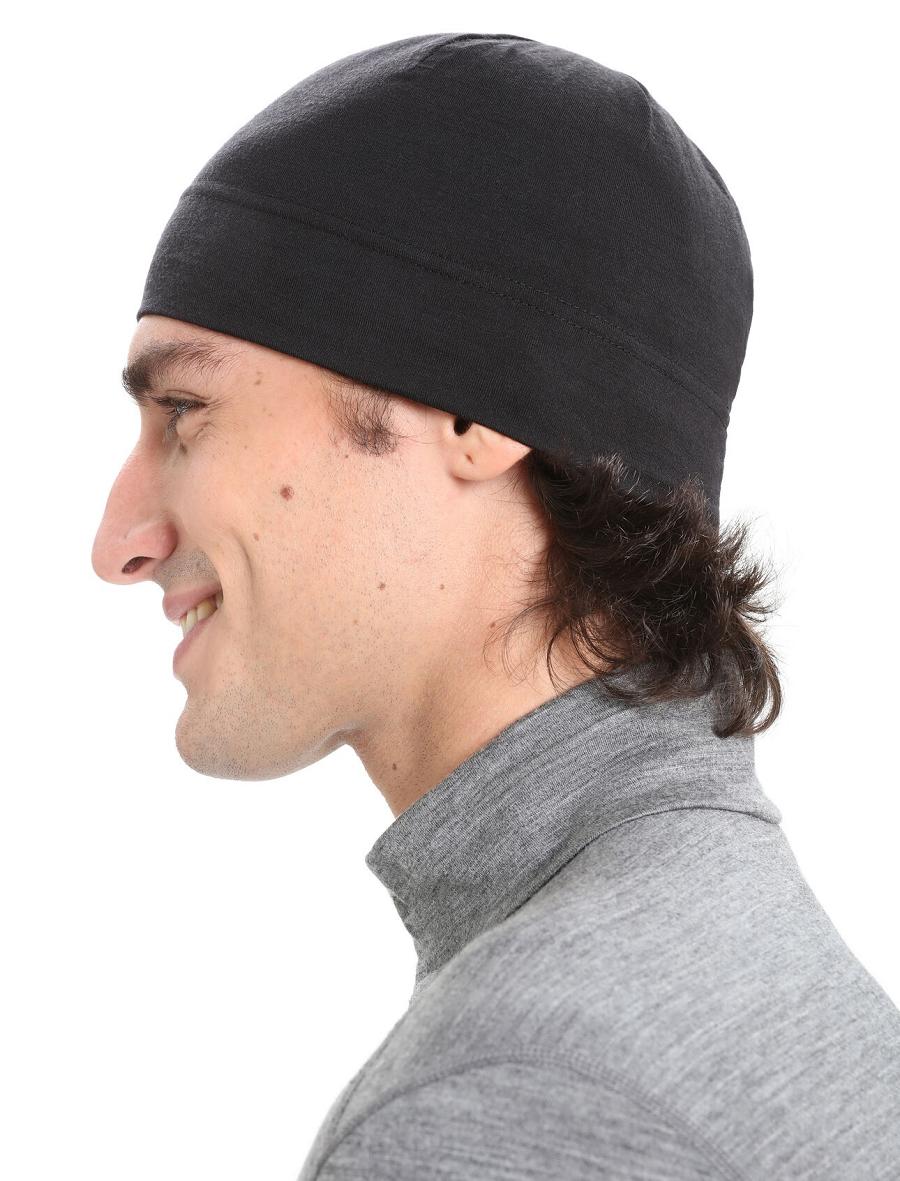 Black Men's Icebreaker Unisex Merino Chase Beanie Hats | USA 1099OKIR